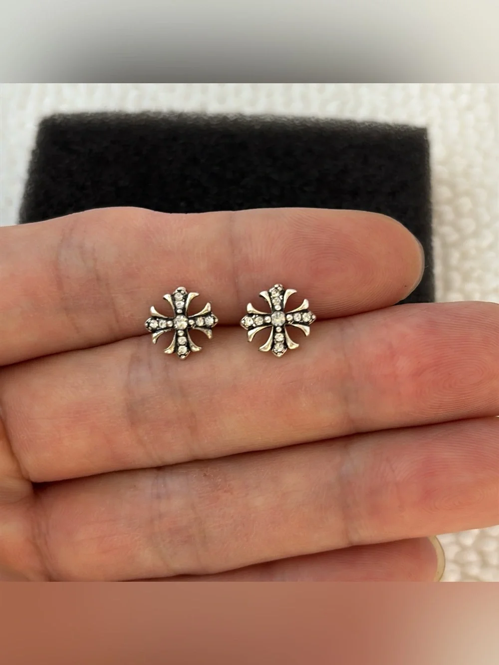 10mm CZ Cross Stud Earrings for Men Women Streetwear Punk Hip Hop Unisex Earring